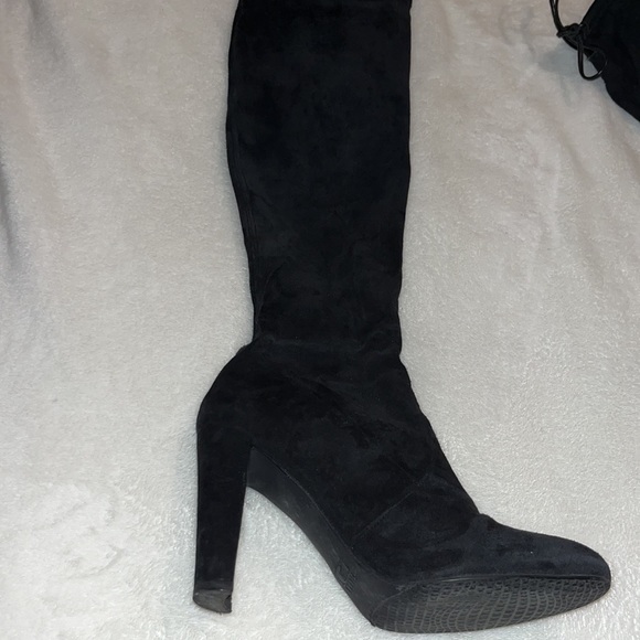 STUART WEITZMAN Highland Over The Knee Boot block heel black suede 5.5 - Picture 5 of 13